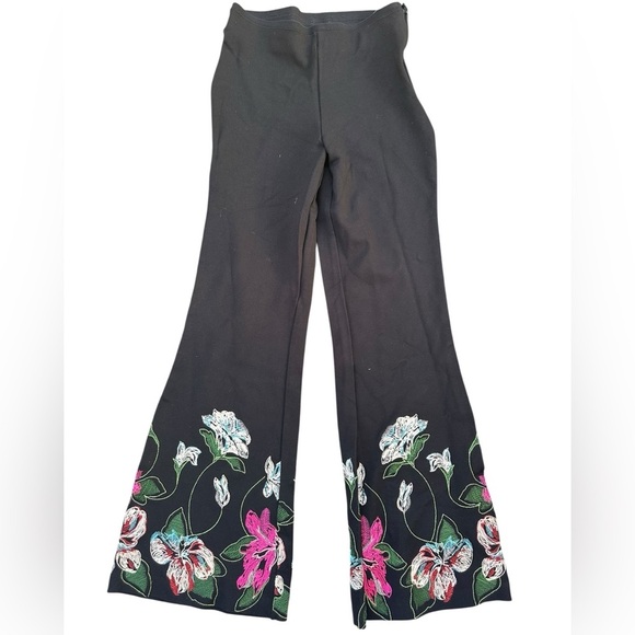 Rara Avis by Iris Apfel floral flare wide leg stretch pants XS - Picture 2 of 5